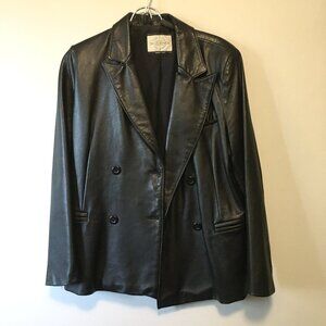 Vintage Canadian Double Breasted Black Genuine Leather Jacket